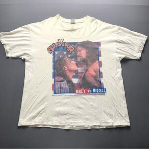 Vintage 1995 WWF Wrestling Bret Hart vs Diesel White T-Shirt Men’s Size XL